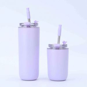 Stainless Steel Tumbler With Straw <b>Double</b> <b>Wall</b> Vacuum Insulated Travel Mug Minimalist Design Multiple Colors Available - Product Image 5