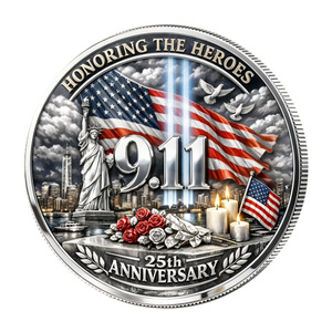 เหรียญที่ระลึกครบรอบ 25 ปี 9/11 อย่าลืม หอคอยแฝด ของที่ระลึก งานฝีมือโลหะ ของสะสม ของขวัญที่ระลึก - Product Image 5