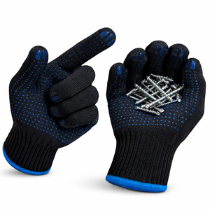 Vietnam PVC Dotted CVC Safety Gloves Elastic Wrist Breathable Anti Slip Work Gloves For Warehouse <b>Packaging</b> <b>Logistics</b> Handling - Product Image 3