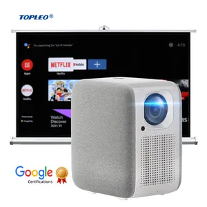 Topleo Certifications android TV projector 400 Ansi Lumens Led 4k Movie Outdoor home Mini Handheld 1080p Lcd Projector