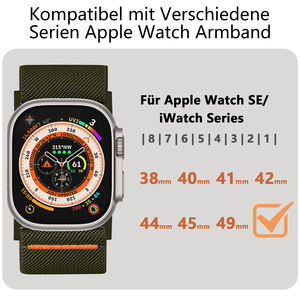 Eraysun Correa Elástica de Nailon para Reloj <span class=keywords><strong>Apple</strong></span> i <span class=keywords><strong>Watch</strong></span> Series, Correa de Tela Alpine Loop <span class=keywords><strong>Ultra</strong></span> Lujosa, Novedad - Product Image 3