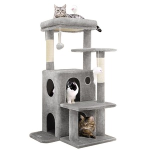 Árbol rascador para gatos de comercio exterior, con nido integrado, plataforma de salto multinivel y sisal, para gatos grandes - Product Image 1