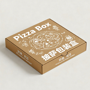 Boîte à <span class=keywords><strong>pizza</strong></span> personnalisée en gros, biodégradable, réutilisable, tendance, élégante, pliable, en papier kraft, pour l'emballage alimentaire, avec logo - Product Image 2