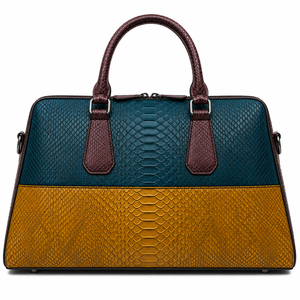 Sac de voyage à grande capacité en cuir PU avec motif crocodile gaufré et blocs de couleur, sac de week-end à bandoulière, OEM ODM - Product Image 5