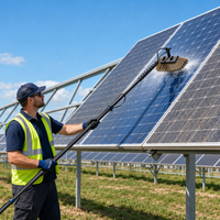 Kit de Cepillo Telescópico de Fibra de Carbono para Limpieza de Paneles Solares con Cerdas de Imitación de Pelo de Jabalí y Poste de Extensión de 20M OEM/ODM