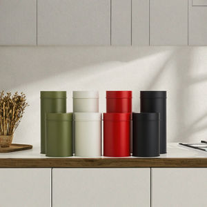 กระป๋องชาเขียวมัทฉะทรงกระบอกฝาปิดสองชั้นสุญญากาศ  ภาชนะบรรจุชาใบหลวมทรงกลม สำหรับใช้กับอาหาร - Product Image 4