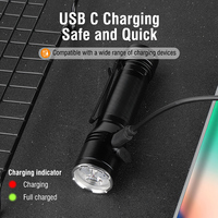 Lampe torche tactique compacte haute puissance 2050 lumens, charge rapide, étanche IP67, avec fonction mémoire pour le camping et la randonnée