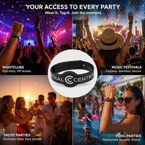 Bracelet RFID personnalisé en silicone rouge et bleu gravé au laser, étanche, pour contrôle d'accès, compatible Classic 1K ISO 13.56MHz - Product Image 1