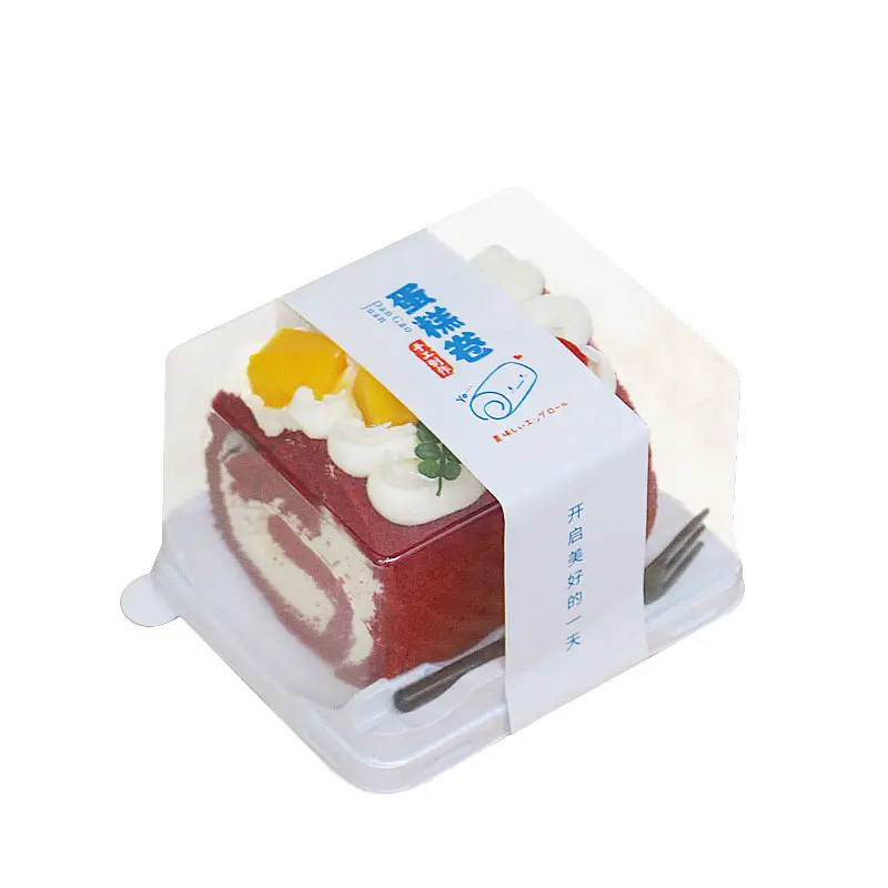 Internet Rode Japanse Cake Roll Verpakking Stel Je Voor Draak Zwitserse Tijgerhuid Roll Koningin Transparant Klein Gebak Gesneden Cakedoos