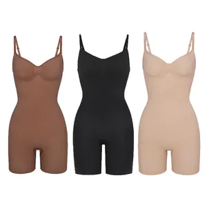 Liền mạch Shapewear phụ nữ Tummy kiểm soát eo huấn luyện viên bodysuit v-cổ yếm trong Jumpsuit Tops đầy đủ cơ thể Shaper