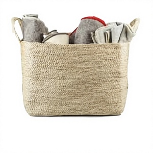 Panier de rangement en jute écologique avec poignées, tissé rustique pour vêtements et articles ménagers - Product Image 2