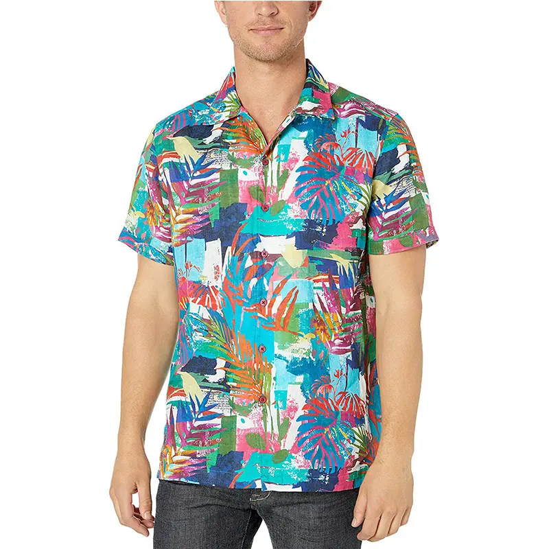 Camisa Hawaiana de playa de verano para hombre 2024, camisetas de manga corta personalizadas de marca superior de talla grande con estampado Digital de árbol de coco Floral