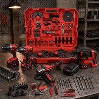 Ensemble d'outils électriques sans fil SADIS 4-en-1, perceuse, clé à chocs, meuleuse, marteau, kit combiné d'outils multifonctions 18V