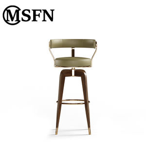 Tabouret haut design moderne bois massif métal épissé usine directe personnalisable pour la maison <span class=keywords><strong>bar</strong></span> salle à manger cuir matériel pour vivre - Product Image 1