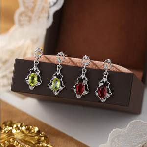 9 Dainty Hollow Designer 4*6mm Colored Gemstone Drop Earrings Natural <b>Stone</b> 925 Sterling Silver Jewelry Wholesale - Product Image 2