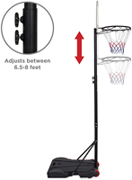 Ring Basket Indoor Outdoor 44'' Baja+Papan PC, Tinggi Dapat Disesuaikan 6.5ft-10ft, Perakitan Mudah, Portabel, Peralatan Lapangan untuk Anak-anak dan Dewasa