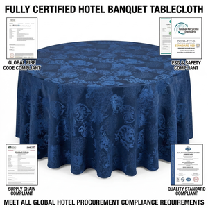 Elegante Mantel Redondo Jacquard de Poliéster Azul Marino de 72 Pulgadas, Impermeable, Ecológico, Personalizable y Lavable para Eventos - Product Image 4