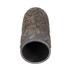 Vaso in Ceramica Moderno con Texture, Cilindrico a Strati con Finitura Metallica, Decorazione per Soggiorno, Elemento d'Arredo - Product Image 5