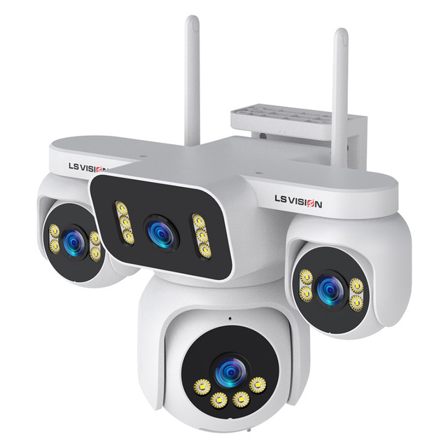 20MP 4Lens 360 Panoramic WiFi PTZ Camera 12X Zoom IP66 Waterproof Two Way Audio Motion Detection Auto Tracking for Office Shop
