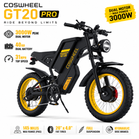 Bicicleta Eléctrica GT20 de Doble Motor, 1920 Wh, 128 km de Autonomía, Neumáticos Anchos, 3000 W de Potencia, Shimano 7 Velocidades, Almacén en EE. UU./UE