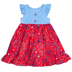 Il 4 luglio summer firework print girls dress cute patriotic fashion dress