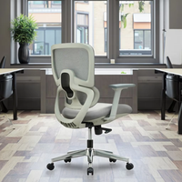 Chaise de bureau ergonomique moderne entièrement en maille pivotante avec soutien lombaire réglable, mousse à mémoire de forme, accoudoirs réglables et base coulissante en plastique