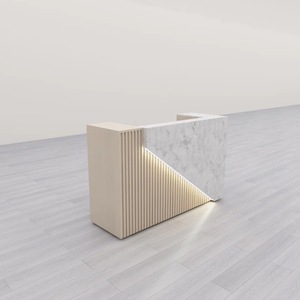 Comptoir de réception rond personnalisé au design moderne pour salon de coiffure, hôtel et hôpital, avec garantie de 10 ans, surface solide en marbre blanc - Product Image 2