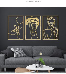 Décoration murale dorée en métal pour chambre à coucher et salon, cadre suspendu abstrait en forme <span class=keywords><strong>de</strong></span> <span class=keywords><strong>corps</strong></span> <span class=keywords><strong>de</strong></span> <span class=keywords><strong>femme</strong></span>, décoration murale en métal - Product Image 5