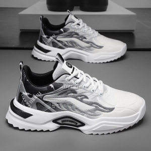Chaussures de sport décontractées et de basketball tendance 2025 pour hommes, à lacets, couleur unie, avec doublure en maille respirante, baskets mode - Product Image 3