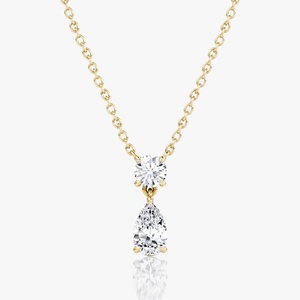 Collar Elegante de Doble Piedra con Moissanita VVS1 D de Corte Redondo y Pera, Chapado en Oro de 14k, Certificado GRA, para Mujer - Product Image 5