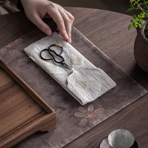 Bolsa de Té de Brocado Cosida a Mano, Doble Capa, Portátil, Accesorio para el Set de Té Zen Kung Fu, Estuche de Viaje - Product Image 4