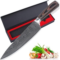 8 pouces Allemagne royal luxe couteaux boîte-cadeau, Poignée En Bois en Acier Inoxydable Cuisine Couteau de Chef Damas Ensemble Avec Étui
