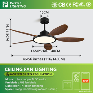 Ventilador <span class=keywords><strong>de</strong></span> <span class=keywords><strong>Techo</strong></span> <span class=keywords><strong>de</strong></span> 5 Aspas <span class=keywords><strong>de</strong></span> 46/56 Pulgadas con Motor DC, ABS, con Luz, Silencioso, Ahorro <span class=keywords><strong>de</strong></span> Energía, Lámpara Decorativa para el Hogar - Product Image 4