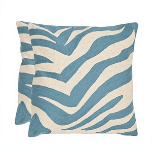 Elegante diseño de cebra lana hecho a mano Crewel bordado Cadena de lana cosida funda de cojín para sofá sala de estar Venta caliente - Product Image 1