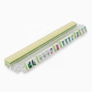 Jeu de Mahjong américain rayé en bambou vert, 160 tuiles, acrylique 4 couches avec supports, poussoirs, sac de rangement et tapis de table - Product Image 4