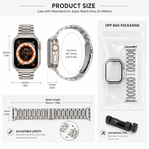 <span class=keywords><strong>Bracelet</strong></span> en acier inoxydable à trois perles avec coque intégrale en PC compatible avec <span class=keywords><strong>Apple</strong></span> <span class=keywords><strong>Watch</strong></span> S10 46 45 44 41 40MM - Product Image 6