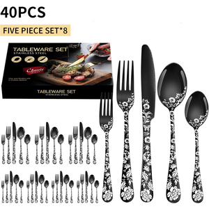 Grande demande <span class=keywords><strong>en</strong></span> gros Couteau Cuillère Fourchette Or <span class=keywords><strong>en</strong></span> acier inoxydable Ensemble de couverts Couverts de mariage - Product Image 5