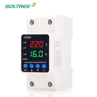 Protecteur numérique de surtension et de sous-tension à réenclenchement automatique 2P 40A 63A 80A AC 230V Protection contre les surintensités Rail DIN Affichage LED