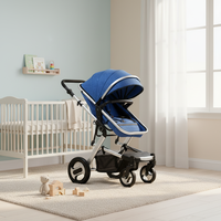 Poussette pliable en lin vert et aluminium pour enfants de 6 mois à 3 ans, chariot à pousser/tirer pour bébé, capacité de charge de 20 kg