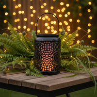 Lanterne solaire en fer avec batterie rechargeable par panneau solaire, 15 micro LED chaudes, décoration de jardin extérieure, lumière de nuit solaire, IP44, résistante à l'eau