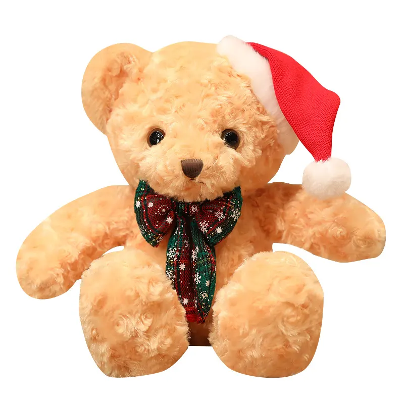 Christmas Stuffed Animal Bear with Santa Hat and Scarf 9 Inch Xmas Plush Bear Toys Stuffed Santa Bears for Holiday Christmas