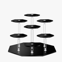 Support de présentation de cosmétiques en acrylique hexagonal circulaire moderne avec couches personnalisées et résistant à l'eau