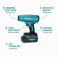 Souffleur sans fil HP sans balais 21V Lithium-Ion, souffleur d'air portatif pour lavage de voiture, nettoyage de la poussière, déneigement