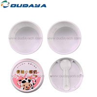 Taza de plástico para helado, vaso pequeño con tapa y cuchara