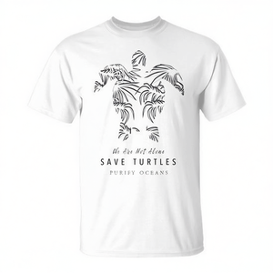 T-shirt Save Turtles Purify Oceans en coton pour hommes, col rond, manches courtes, tee-shirt promotionnel pour adultes - Product Image 2
