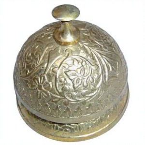 100% Brass Table Bell Hot Selling Luxury Desktop Bells Wedding Festival <b>Decoration</b> Etched Designer Tabletop Bell Best Price - Product Image 1