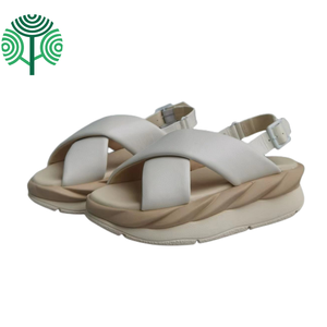 Sandalias de Mujer con Plantilla de Piel de Cordero 100% Cuero Vacuno, Suela Gruesa, Sandalias Deportivas Elásticas de Látex, Personalizables con Logotipo - Product Image 1
