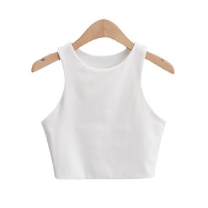 Tops sexys ajustados para mujer, moda de verano, cuello redondo, sin mangas, doble nailon, camisetas sin mangas de buena calidad para damas - Product Image 1
