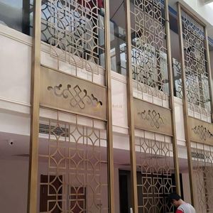 EX696 Stainless Steel Laser Cut Foldable <b>Screen</b> Divider with Modern Design for Living Room Entrance MultiFunctional <b>Panel</b> Gold - Product Image 3