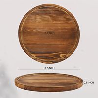 Plateau de service rond en bois massif carbonisé, plateau de table basse pour salon, cuisine, salle à manger, chambre, salle de bain, gâteaux et en-cas